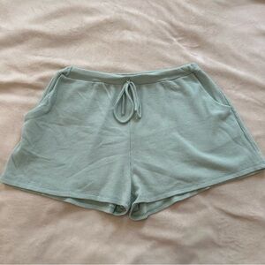 Turquoise Waffle Knit Shorts